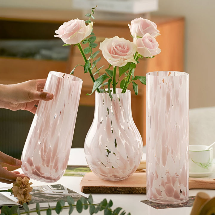 Pink Marble Effect Glass Vase - American Style Hydroponic Decor | Stornfield
