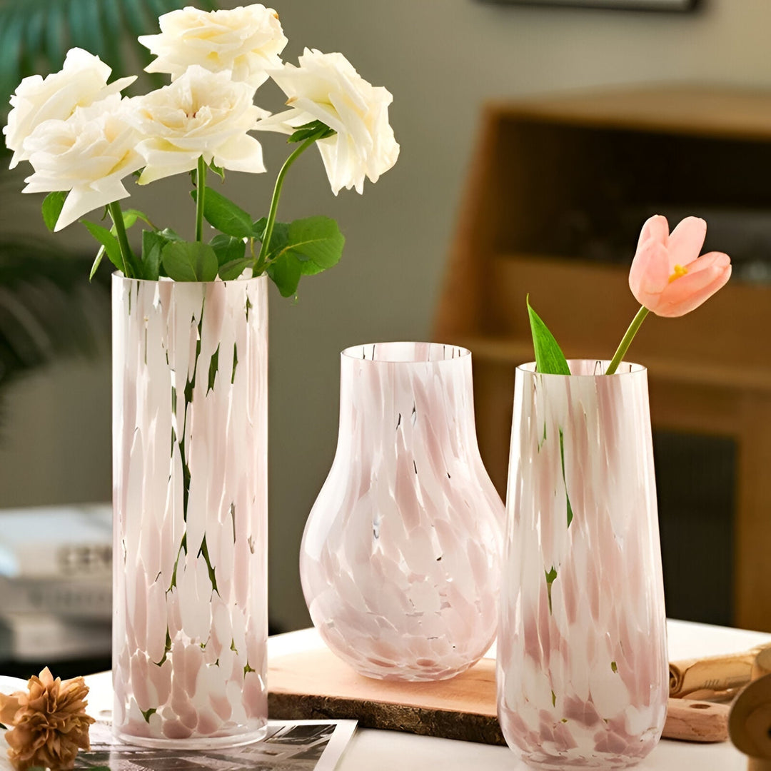 Pink Marble Effect Glass Vase - American Style Hydroponic Decor | Stornfield