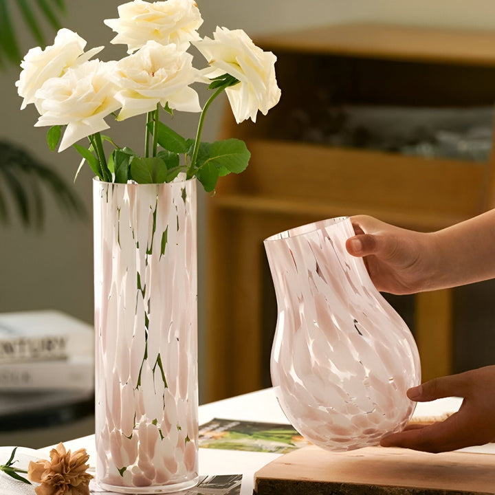 Pink Marble Effect Glass Vase - American Style Hydroponic Decor | Stornfield