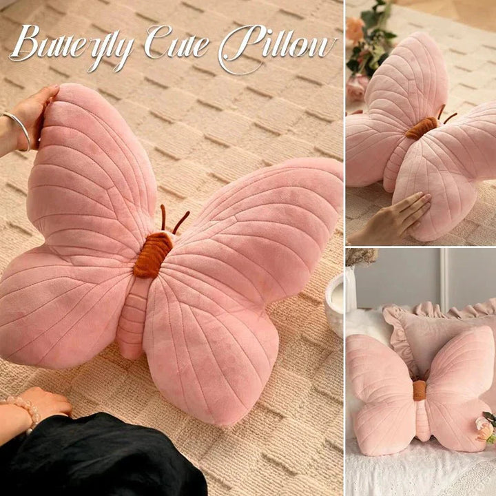 Pink Plush Butterfly Cushion Pad for Sofa and Bedroom | Stornfield
