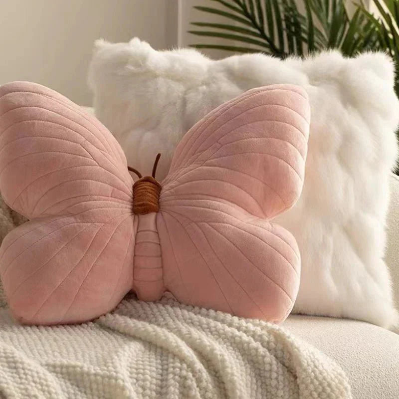 Pink Plush Butterfly Cushion Pad for Sofa and Bedroom | Stornfield
