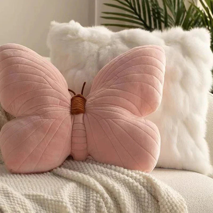 Pink Plush Butterfly Cushion Pad for Sofa and Bedroom | Stornfield