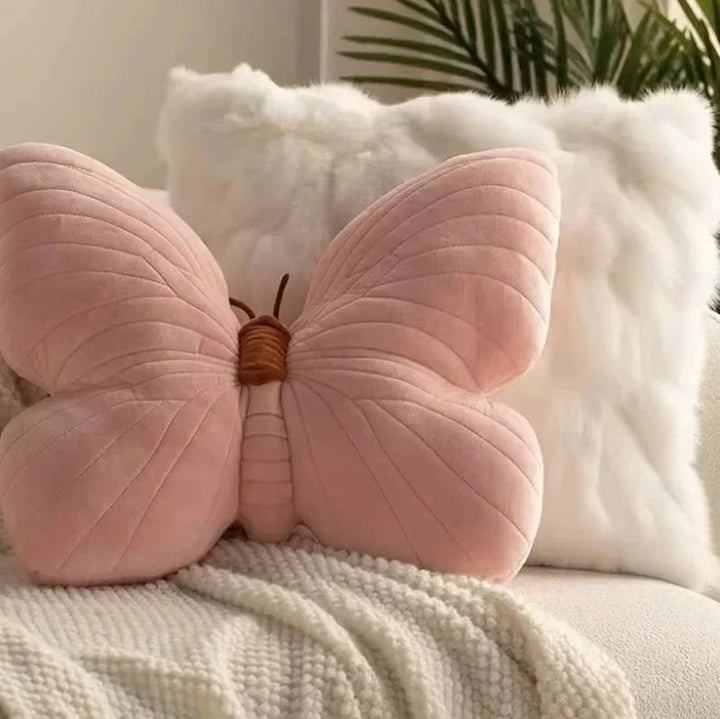 Pink Plush Butterfly Cushion Pad for Sofa and Bedroom | Stornfield