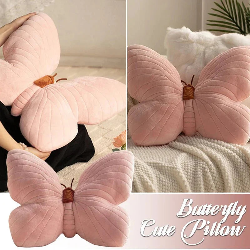 Pink Plush Butterfly Cushion Pad for Sofa and Bedroom | Stornfield