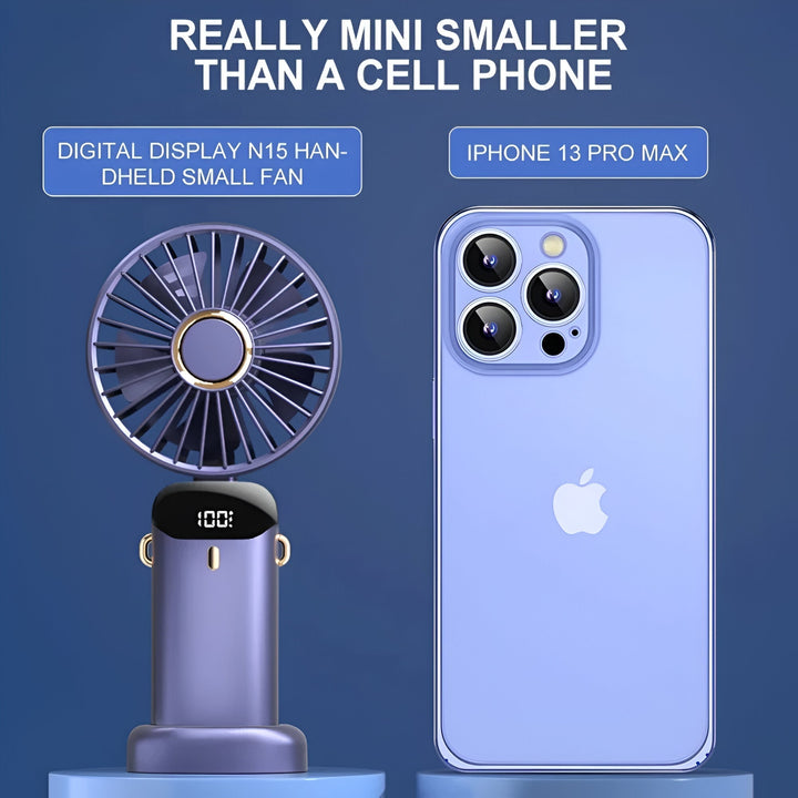 Rechargeable Handheld Mini Fan | 5-Speed, 90-Degree Adjustable & Quiet for Office, Home & Outdoor Use | Stornfield