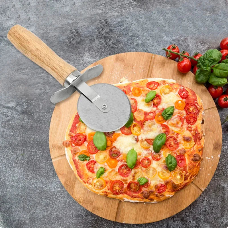 Pizza Cutter Wooden Handle Pastry Dough Cutter Cutting Wheel Slicer | Stornfield
