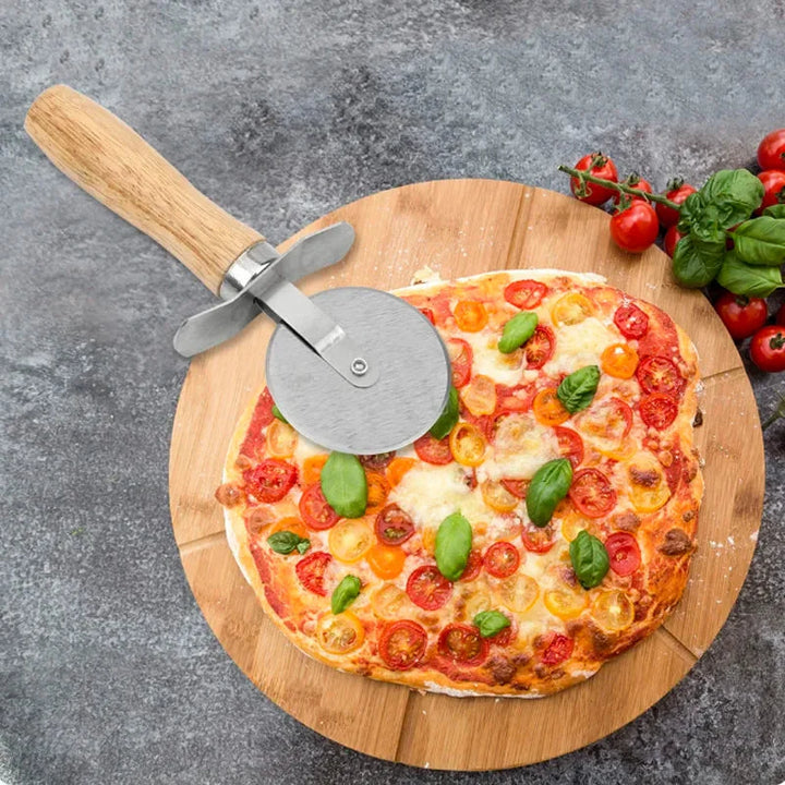 Pizza Cutter Wooden Handle Pastry Dough Cutter Cutting Wheel Slicer | Stornfield