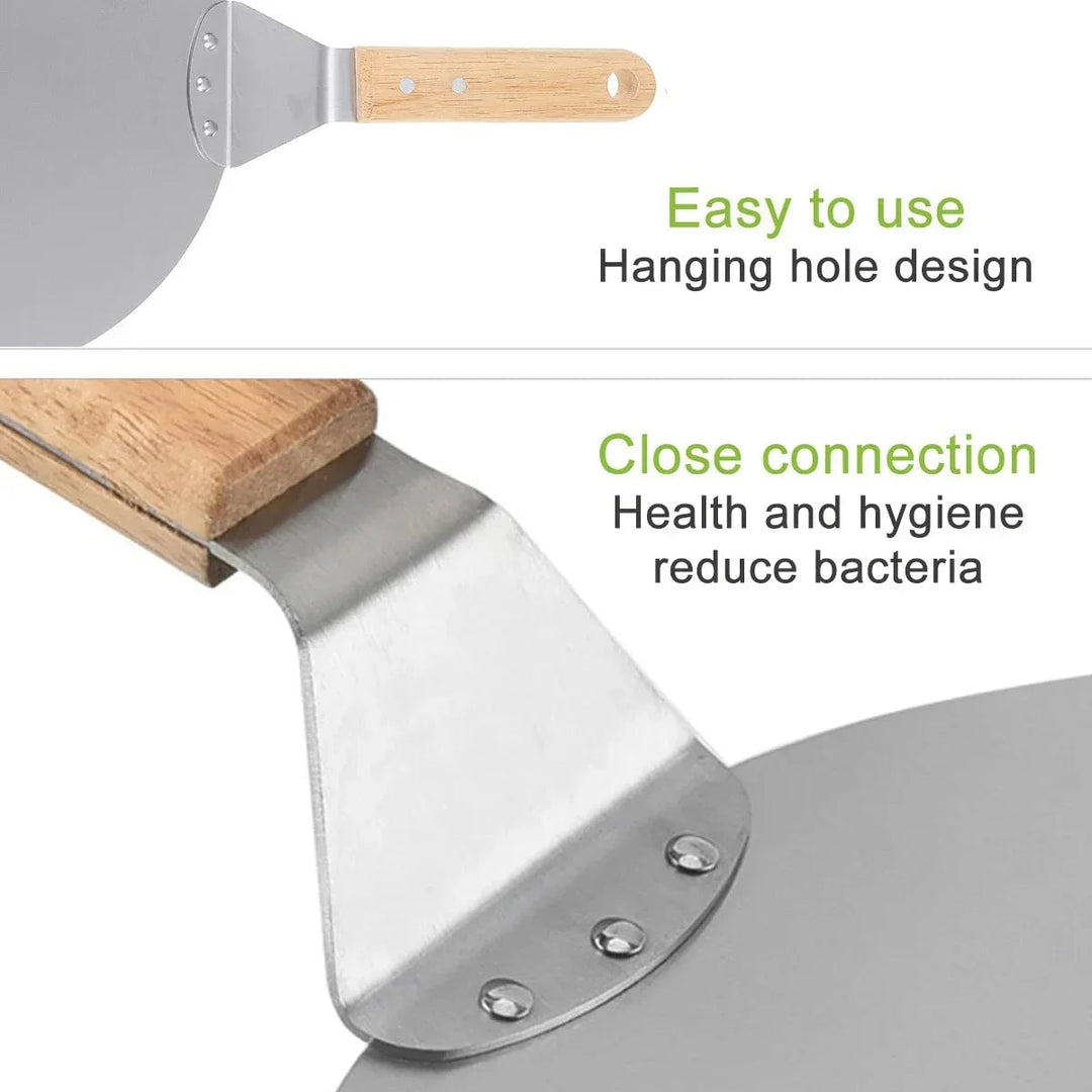 Pizza shovel stainless steel with wooden handle – Round | Stornfield