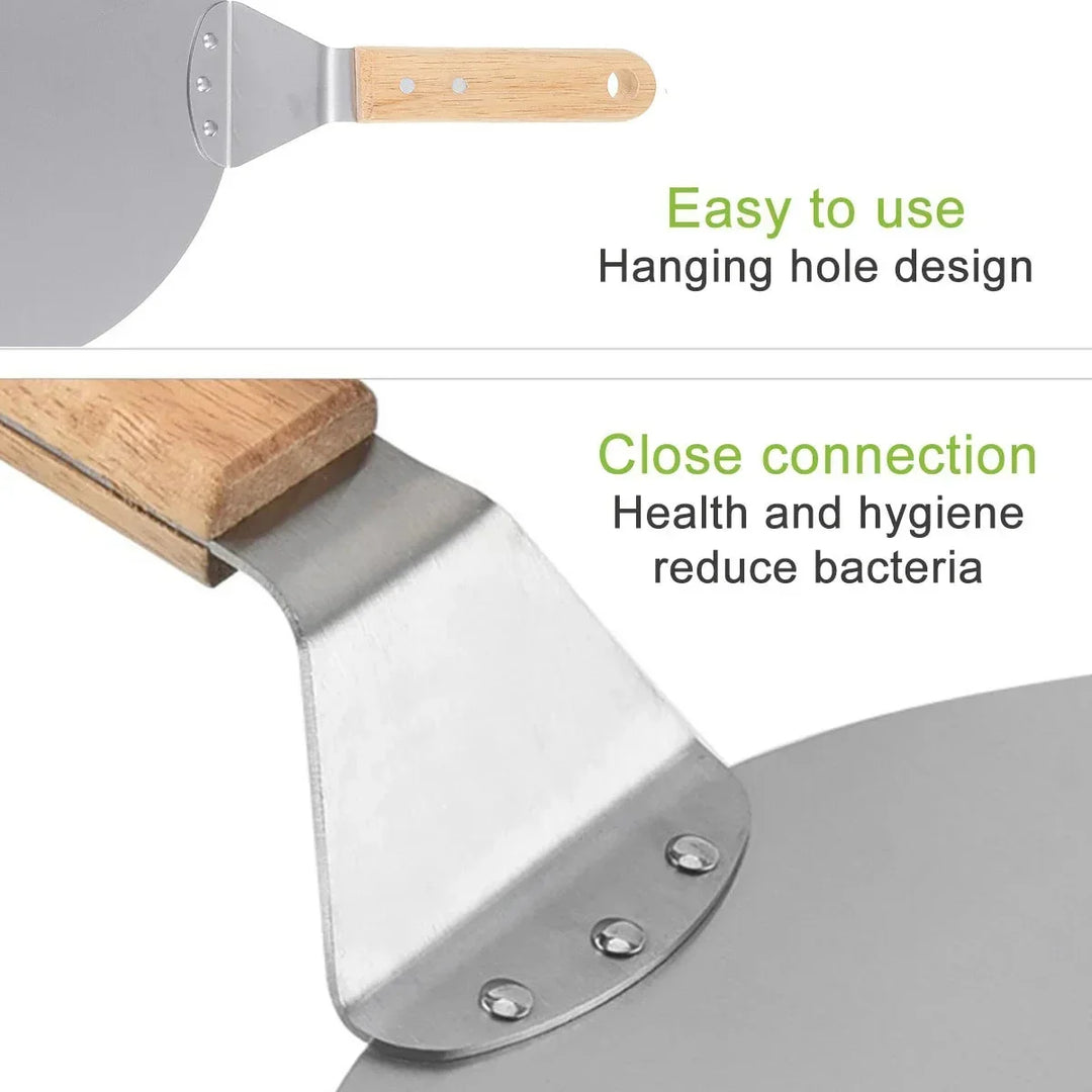 Pizza Shovel Pastry Tools Stainless Steel Wooden Handle Peel Round | Stornfield