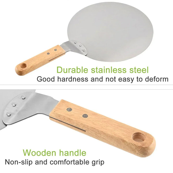 Pizza Shovel Pastry Tools Stainless Steel Wooden Handle Peel Round | Stornfield
