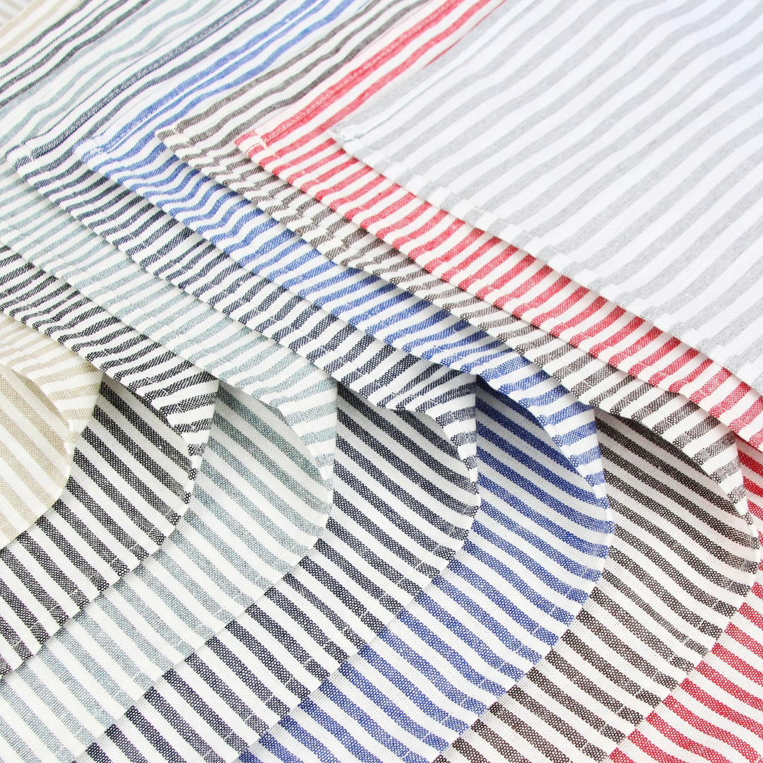 Cotton Linen Blend Dinner Napkins with Solid Stripes, Set of 12 Cloth Napkins | Stornfield