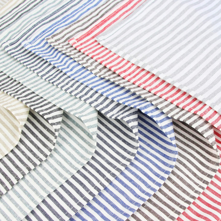 Cotton Linen Blend Dinner Napkins with Solid Stripes, Set of 12 Cloth Napkins | Stornfield