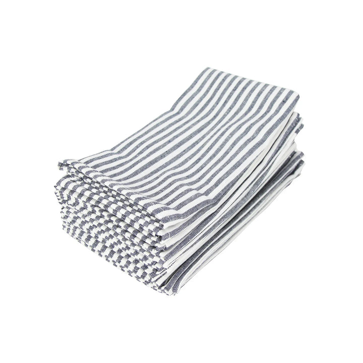 Cotton Linen Blend Dinner Napkins with Solid Stripes, Set of 12 Cloth Napkins | Stornfield