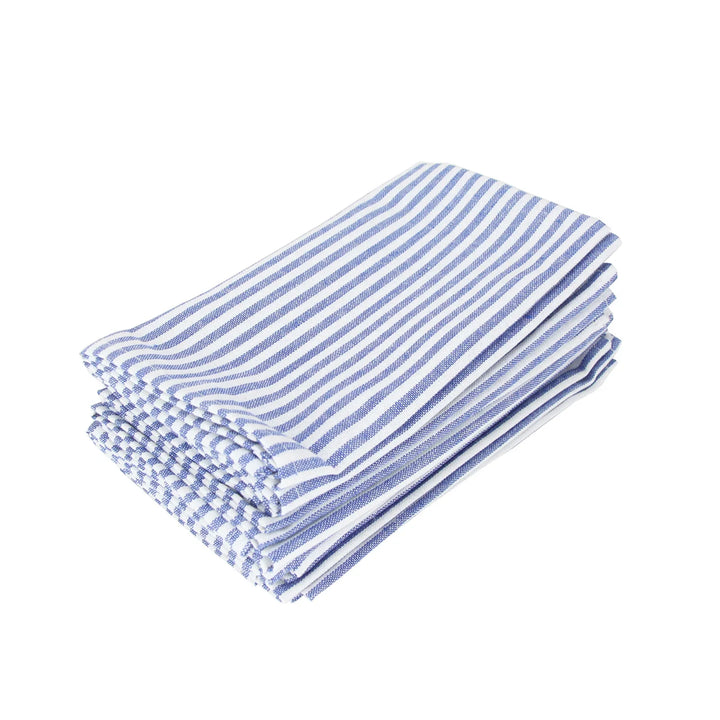 Cotton Linen Blend Dinner Napkins with Solid Stripes, Set of 12 Cloth Napkins | Stornfield