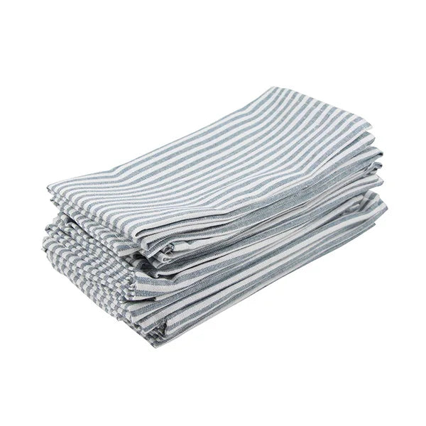 Cotton Linen Blend Dinner Napkins with Solid Stripes, Set of 12 Cloth Napkins | Stornfield