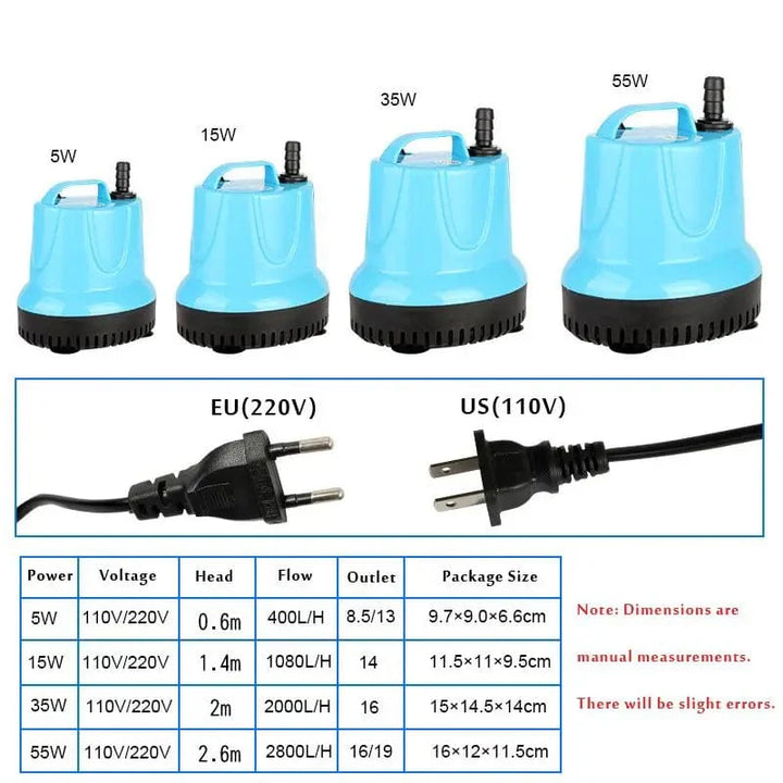 110v 220v Fish Tank Submersible Water Pump Bottom Suction Pump Bottom Filter Manure For Fish Tank, Pond, Aquarium, Fountain | Stornfield