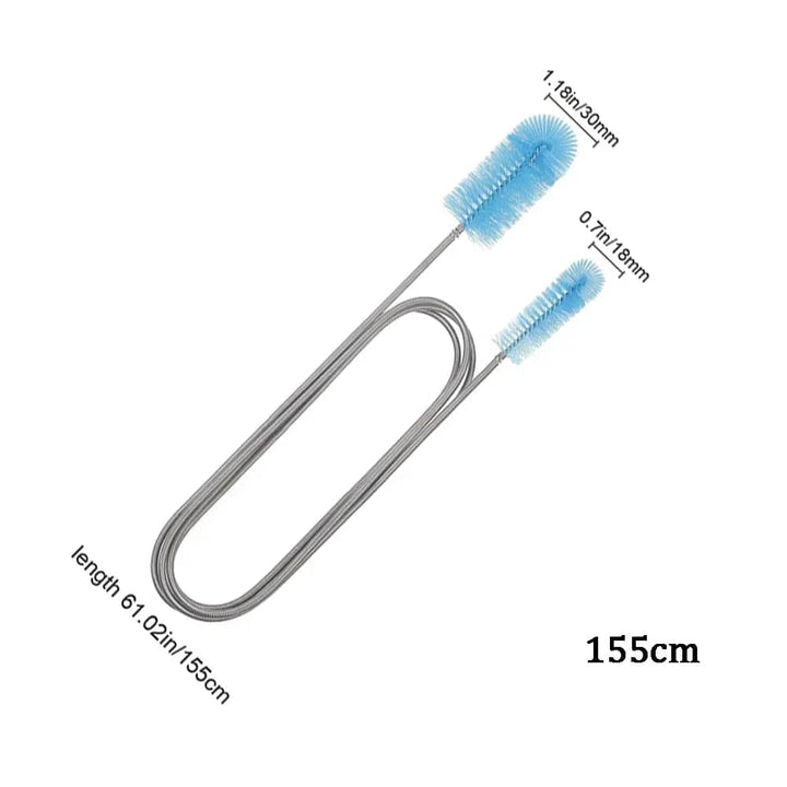 90/155/200CM Aquarium Cleaning Brush for Hose Air Tube Stainless Steel Flexible Double Ended Pipe Brush Fish Tank Accessories | Stornfield