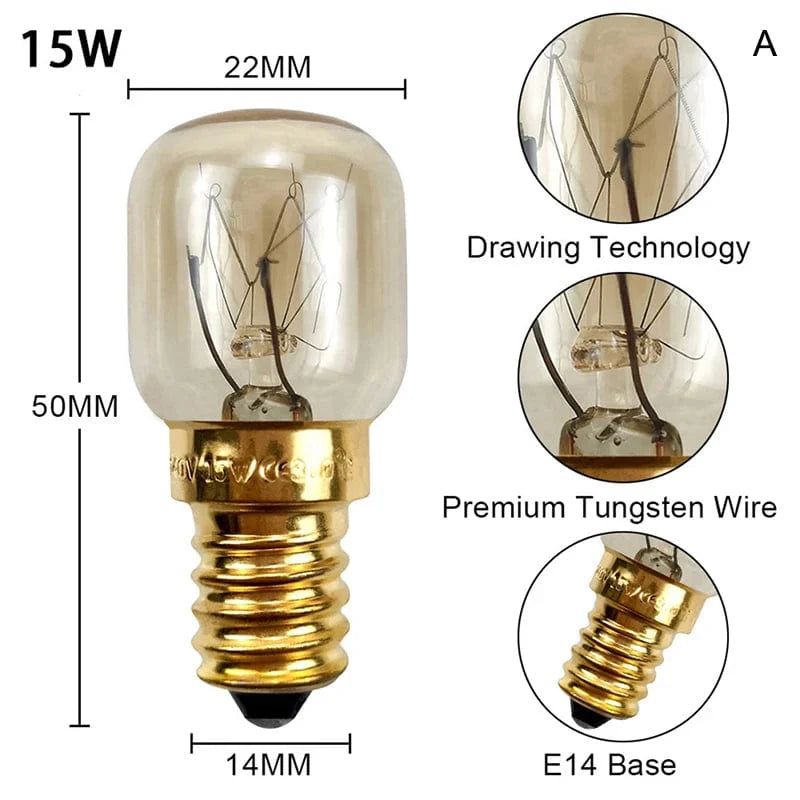 220V High Temperature Bulb 15W 25W E14 300 Degree Microwave Oven Light Bulb Tungsten Filament Steamer Lamp Bulbs Salt Light Bulb | Stornfield