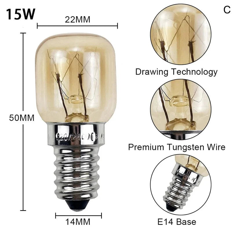 220V High Temperature Bulb 15W 25W E14 300 Degree Microwave Oven Light Bulb Tungsten Filament Steamer Lamp Bulbs Salt Light Bulb | Stornfield