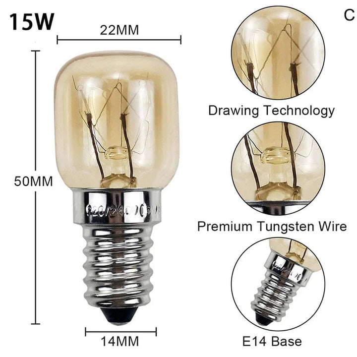 220V High Temperature Bulb 15W 25W E14 300 Degree Microwave Oven Light Bulb Tungsten Filament Steamer Lamp Bulbs Salt Light Bulb | Stornfield