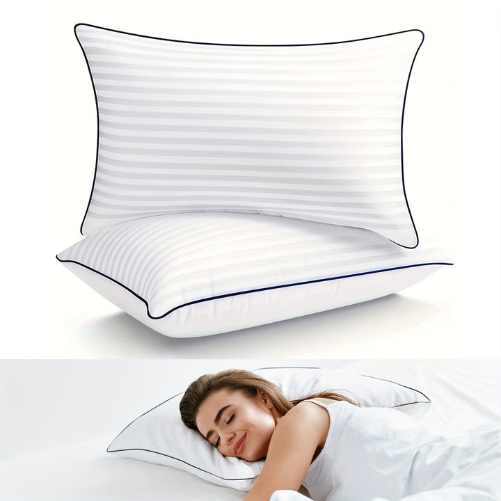 1pc Luxury Hotel Quality Bed Pillow - Cooling & Supportive - Perfect For Bedroom Guest Rooms - Soft Down Alternative Filling For Back, Stomach & Side Sleepers | Stornfield