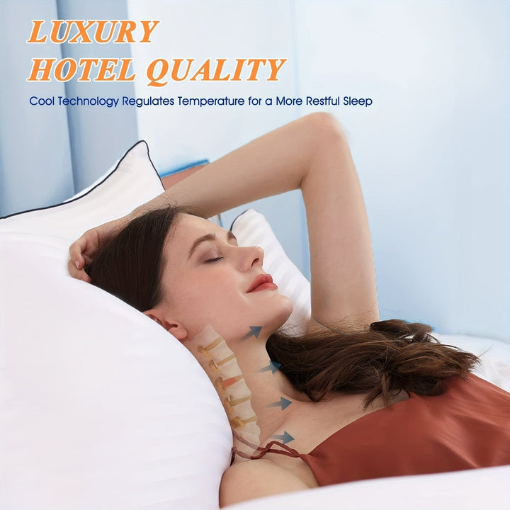 1pc Luxury Hotel Quality Bed Pillow - Cooling & Supportive - Perfect For Bedroom Guest Rooms - Soft Down Alternative Filling For Back, Stomach & Side Sleepers | Stornfield