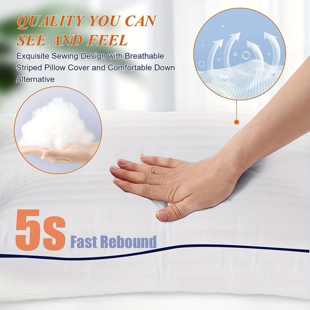 1pc Luxury Hotel Quality Bed Pillow - Cooling & Supportive - Perfect For Bedroom Guest Rooms - Soft Down Alternative Filling For Back, Stomach & Side Sleepers | Stornfield