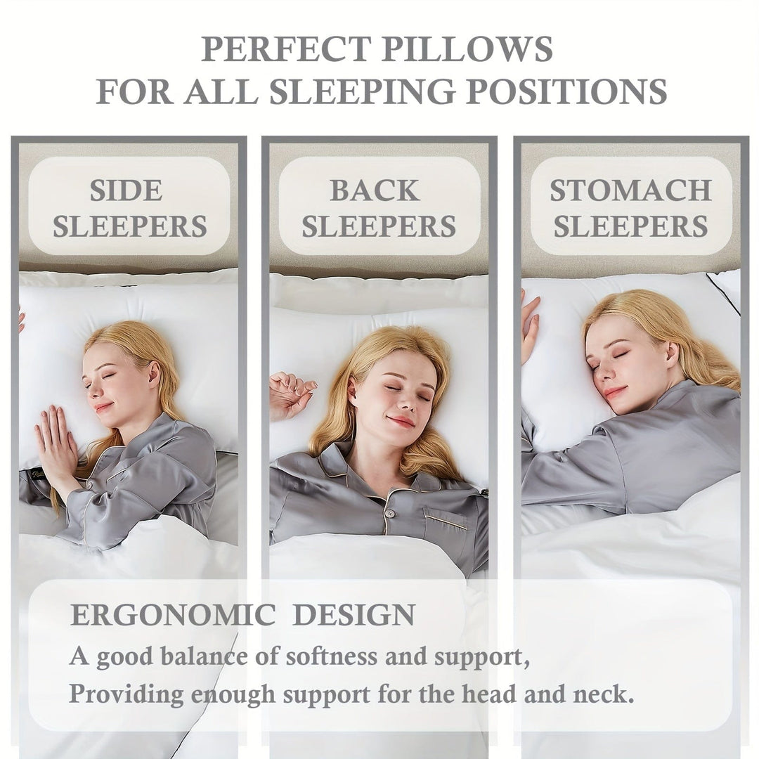 1pc Luxury Hotel Quality Bed Pillow - Cooling & Supportive - Perfect For Bedroom Guest Rooms - Soft Down Alternative Filling For Back, Stomach & Side Sleepers | Stornfield
