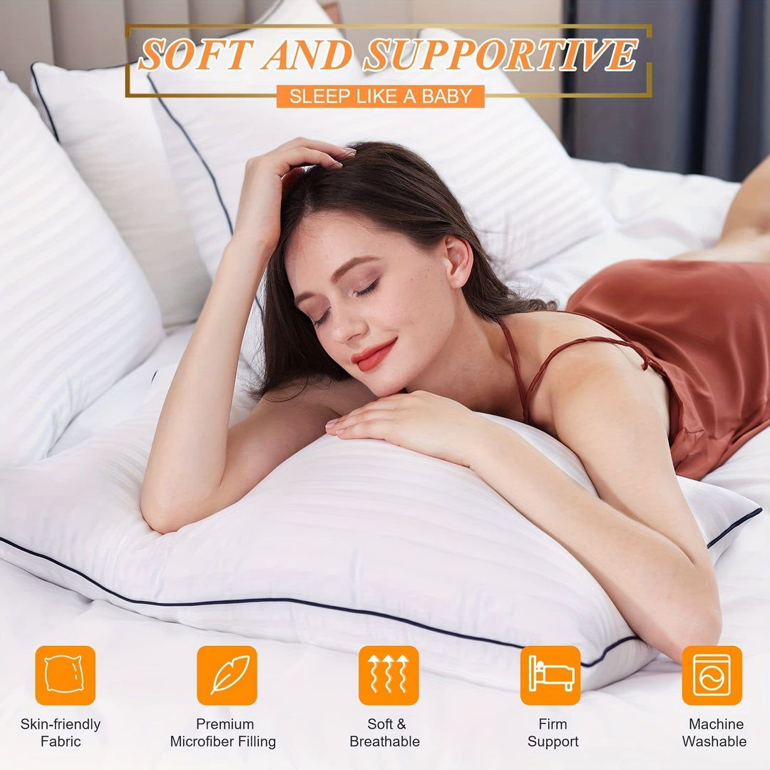 1pc Luxury Hotel Quality Bed Pillow - Cooling & Supportive - Perfect For Bedroom Guest Rooms - Soft Down Alternative Filling For Back, Stomach & Side Sleepers | Stornfield