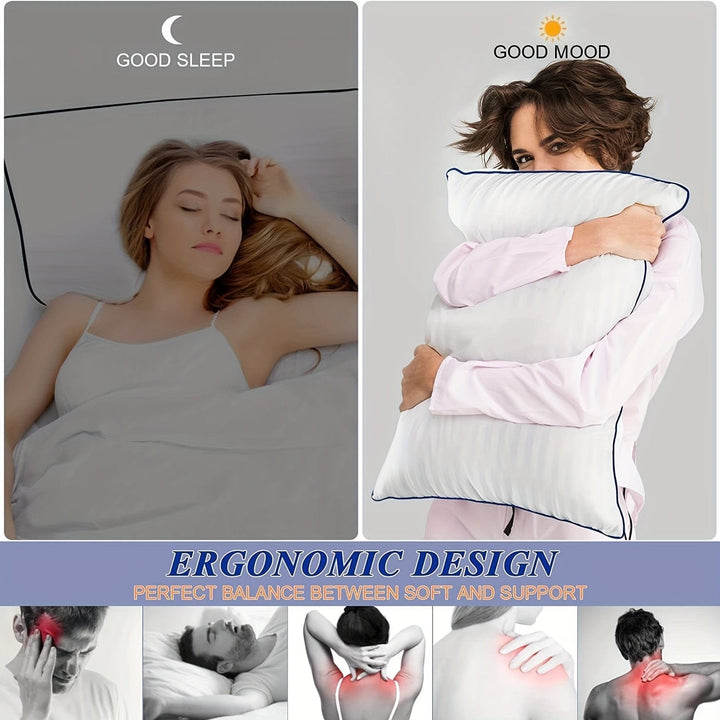 1pc Luxury Hotel Quality Bed Pillow - Cooling & Supportive - Perfect For Bedroom Guest Rooms - Soft Down Alternative Filling For Back, Stomach & Side Sleepers | Stornfield