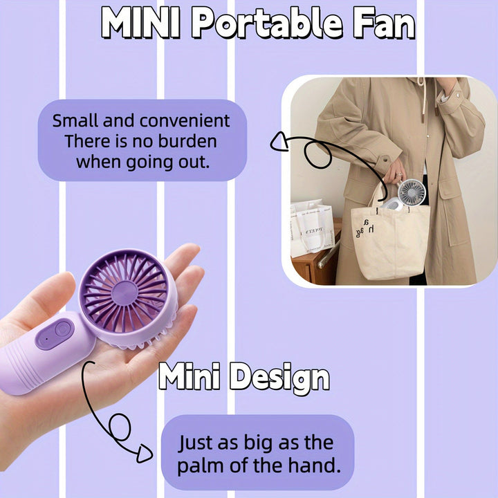 1PC Mini Portable Fan, USB Rechargeable, With 3 Speeds - Handheld Fan For Men And Women - Perfect For Office, Outdoor, Travel, And Camping | Stornfield
