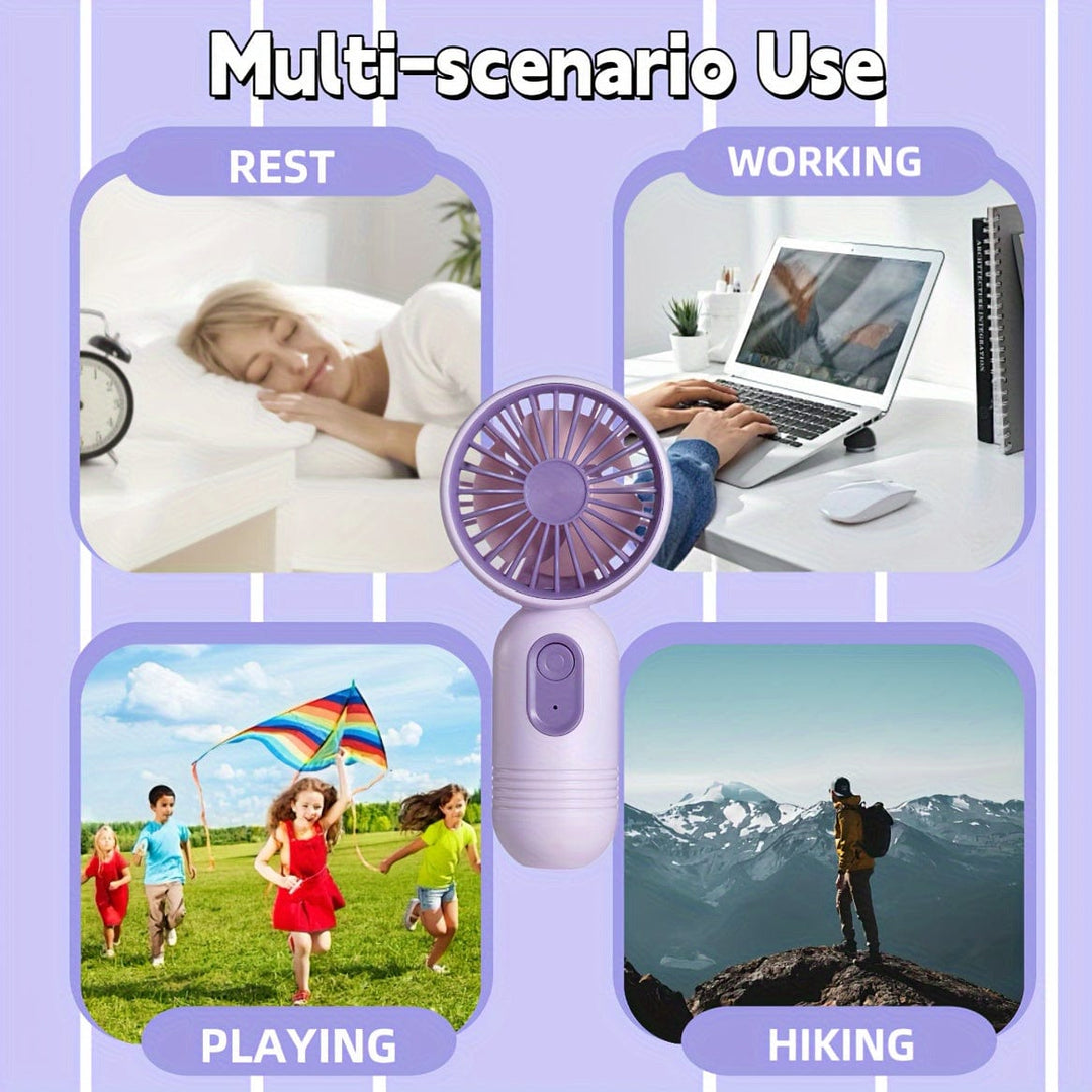1PC Mini Portable Fan, USB Rechargeable, With 3 Speeds - Handheld Fan For Men And Women - Perfect For Office, Outdoor, Travel, And Camping | Stornfield
