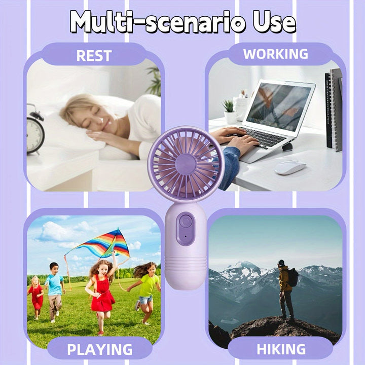1PC Mini Portable Fan, USB Rechargeable, With 3 Speeds - Handheld Fan For Men And Women - Perfect For Office, Outdoor, Travel, And Camping | Stornfield