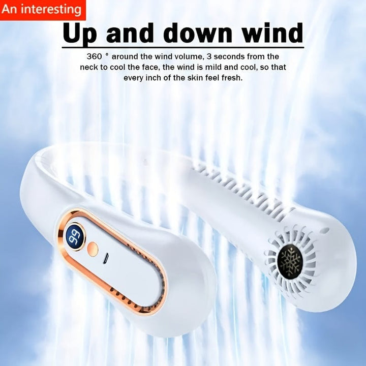1pc Vaneless Hanging Neck Fan, Portable USB Cooler Fan With 5 Speeds And Digital Display - Super Strong Technology And Bladeless Design For Outdoor Use | Stornfield