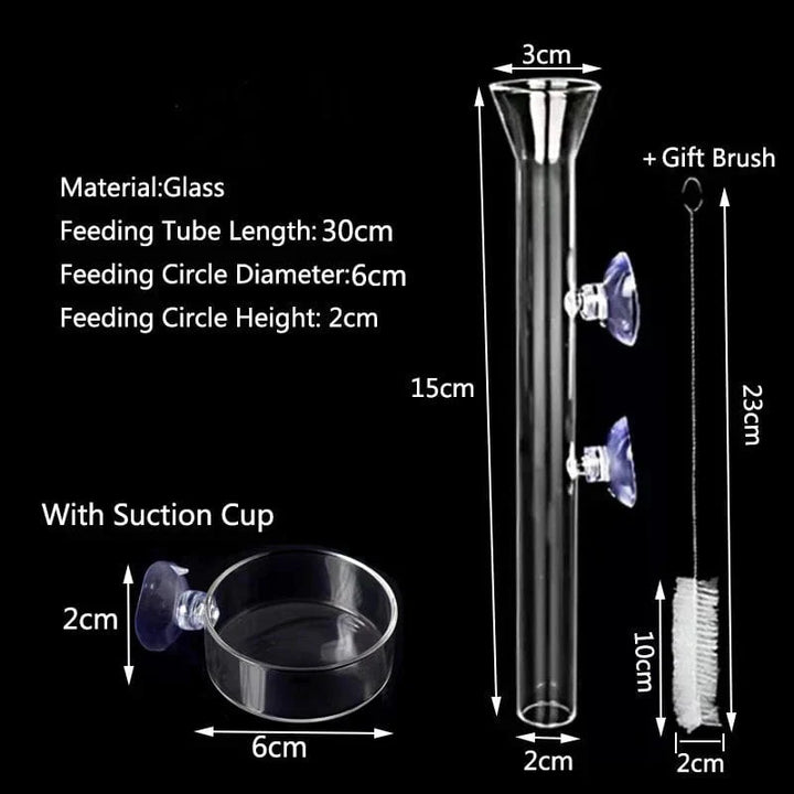Thickened Glass Aquarium Feeder Tube Dish Transparent Fish Tank Shrimp Snail Food Feeder Bowl Aquarium Fish Feeding Accessories | Stornfield