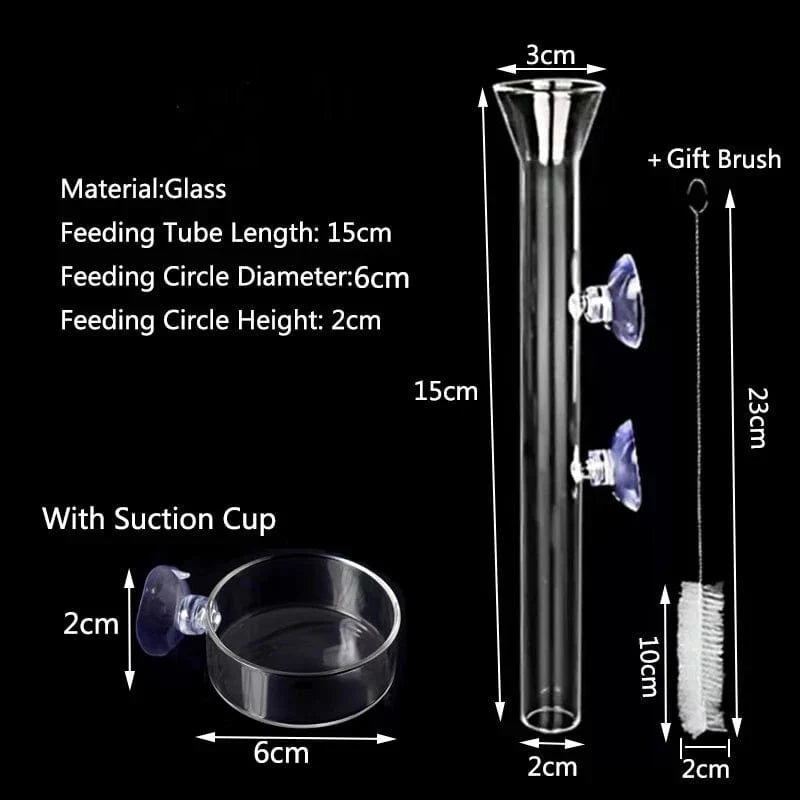 Thickened Glass Aquarium Feeder Tube Dish Transparent Fish Tank Shrimp Snail Food Feeder Bowl Aquarium Fish Feeding Accessories | Stornfield