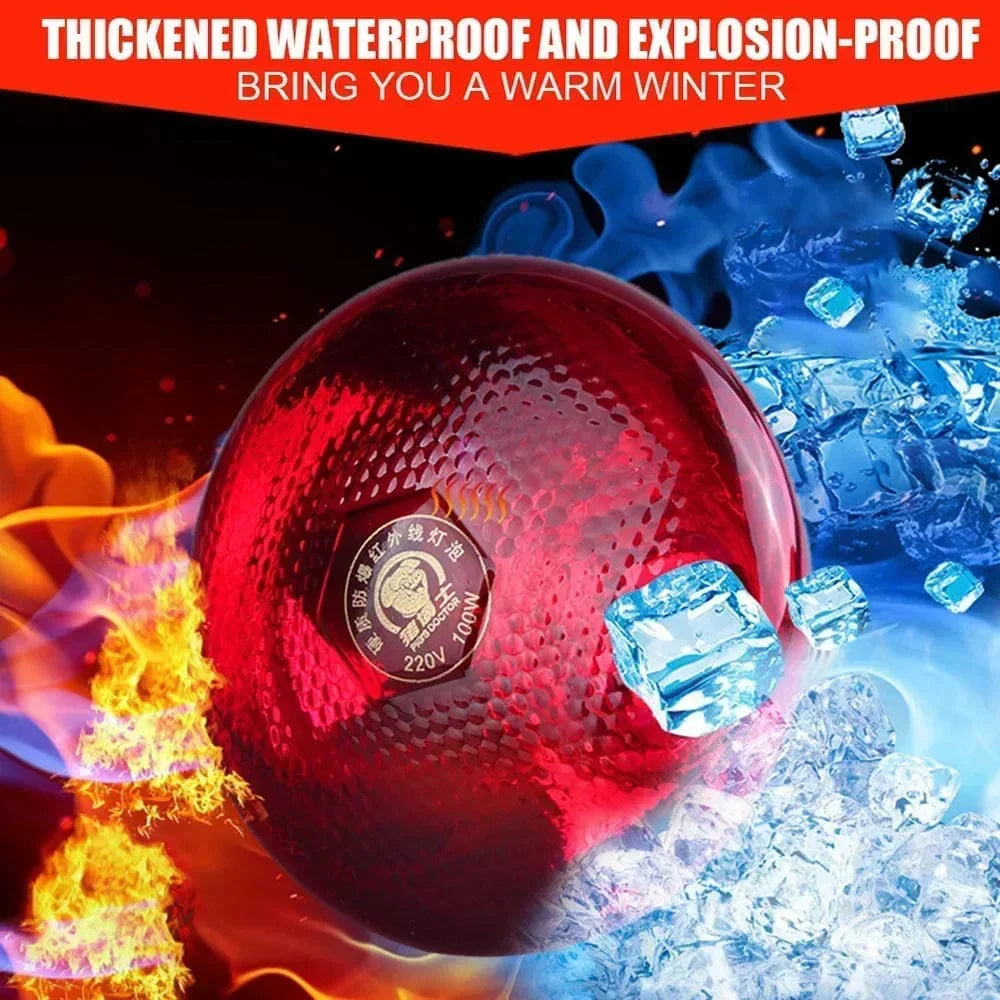 220V Poultry Heating Bulb 100/150/200/275W Infrared Insulation Heating for Reptiles Plants Amphibians Pets Livestock | Stornfield