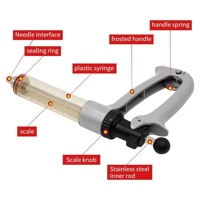 25/50ml Semi-Automatic Veterinary Continuous Syringe Animal Injection Adjustable Vaccine Syringe for Livestock Cattle Sheep | Stornfield
