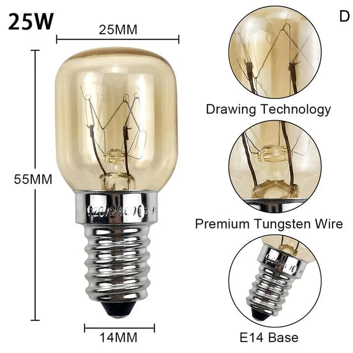 220V High Temperature Bulb 15W 25W E14 300 Degree Microwave Oven Light Bulb Tungsten Filament Steamer Lamp Bulbs Salt Light Bulb | Stornfield