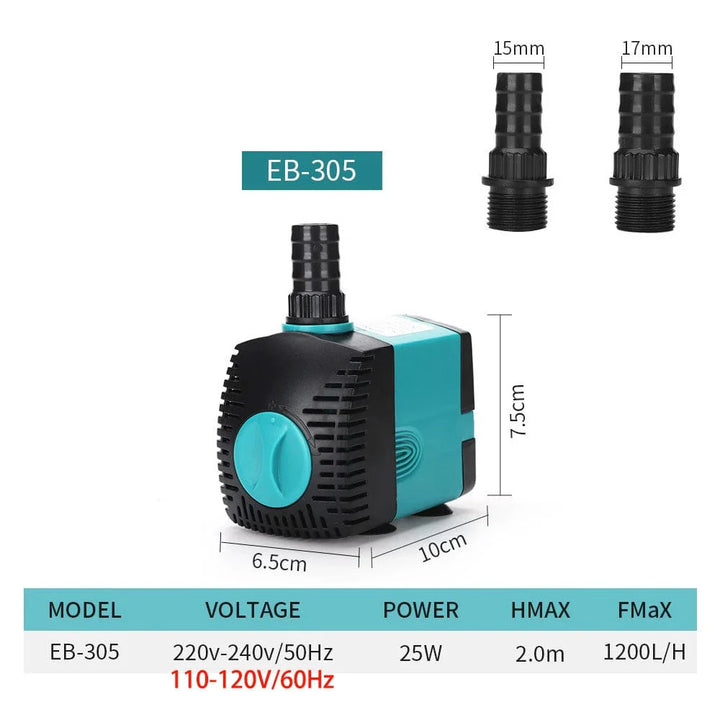 3-60W Ultra-Quiet Submersible Water Pump Fountain Fish Pond Aquarium Water Pump Filter Fish Tank Fountain Pump 220V-240V/110V | Stornfield