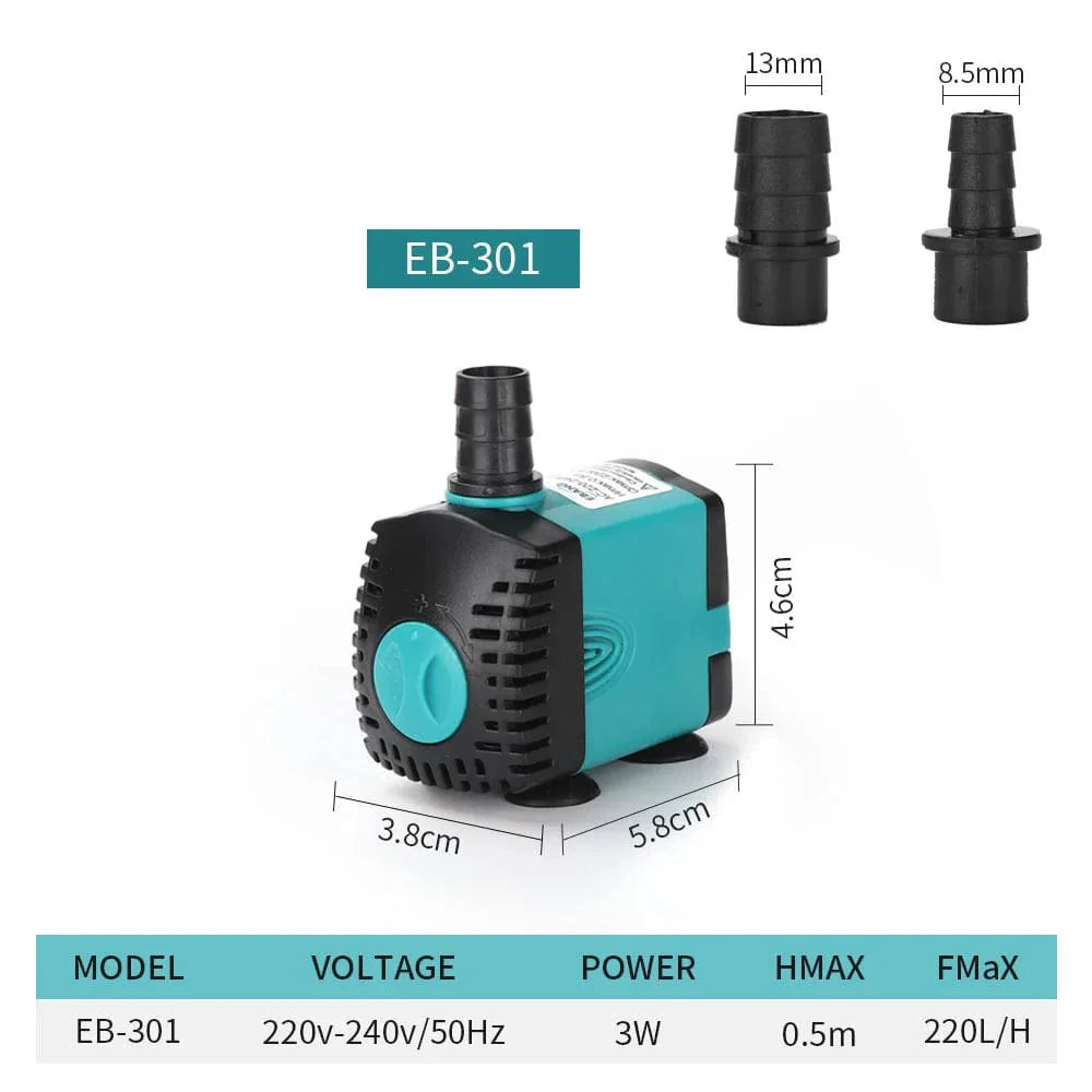 Ultra-Quiet 3-60W Submersible Water Fountain Pump Filter Fish Pond Aquarium Water Pump Tank Fountain EU US 220V-240V | Stornfield