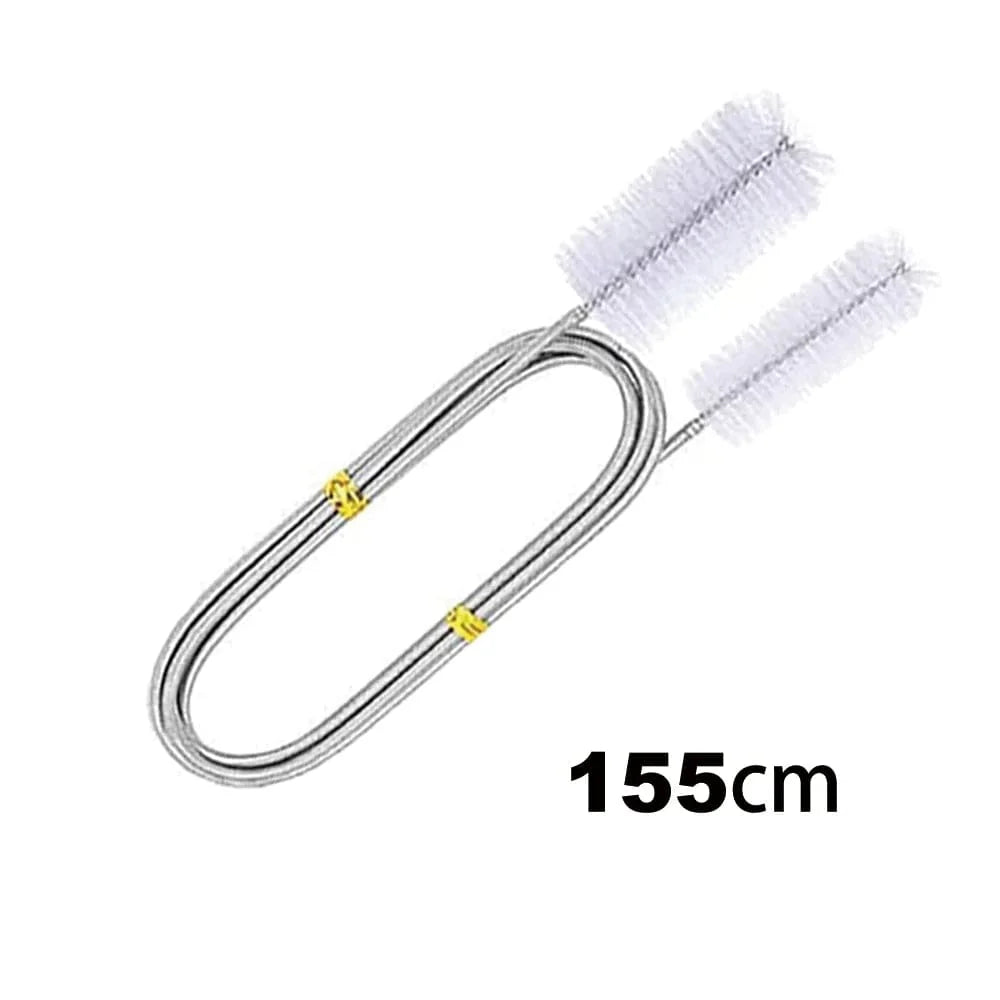 90/155/200CM Aquarium Cleaning Brush for Hose Air Tube Stainless Steel Flexible Double Ended Pipe Brush Fish Tank Accessories | Stornfield