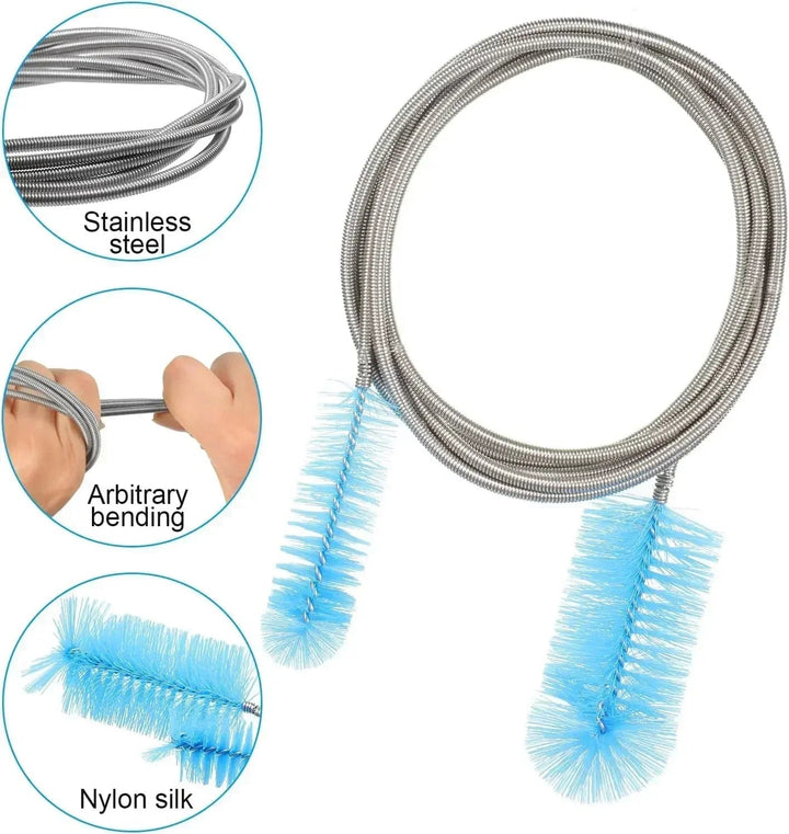 90/155/200CM Aquarium Cleaning Brush for Hose Air Tube Stainless Steel Flexible Double Ended Pipe Brush Fish Tank Accessories | Stornfield