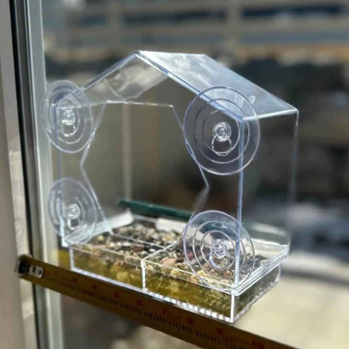 Acrylic Clear Glass Window Birds Hanging Feeder Birdhouse Food Feeding House Table Seed Peanut Suction Cup | Stornfield