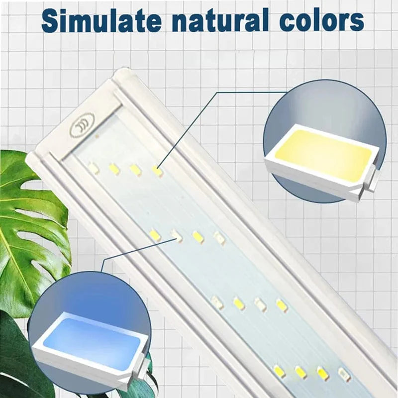 Aquarium ledlight Super Slim Fish Tank Light Plant Grow Lighting 28-58cm Brightening Extensible Clip 220V For Fish Tank | Stornfield