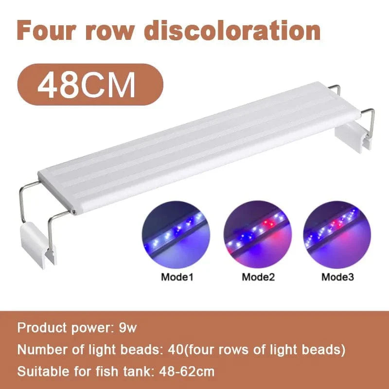 Aquarium ledlight Super Slim Fish Tank Light Plant Grow Lighting 28-58cm Brightening Extensible Clip 220V For Fish Tank | Stornfield