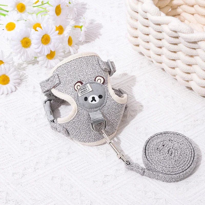 Small Cat Dog Harness Leash Set Breathable Vest Escape Proof Chest Strap Kitten Puppy Cartoon Bear Walking Pet Traction Lead | Stornfield