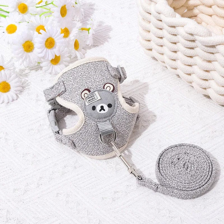 Small Cat Dog Harness Leash Set Breathable Vest Escape Proof Chest Strap Kitten Puppy Cartoon Bear Walking Pet Traction Lead | Stornfield