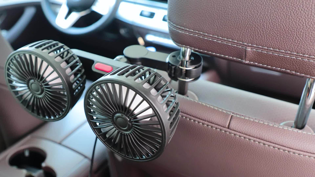 1pc Car Fan, Car Small Air Conditioner, Double-headed Rear Fan, Strong Wind, 360 Degrees Rotation, Large Air Volume, Subwoofer Operation, Base Fixed Clip Mounting Method, Suitable For Car Home | Stornfield