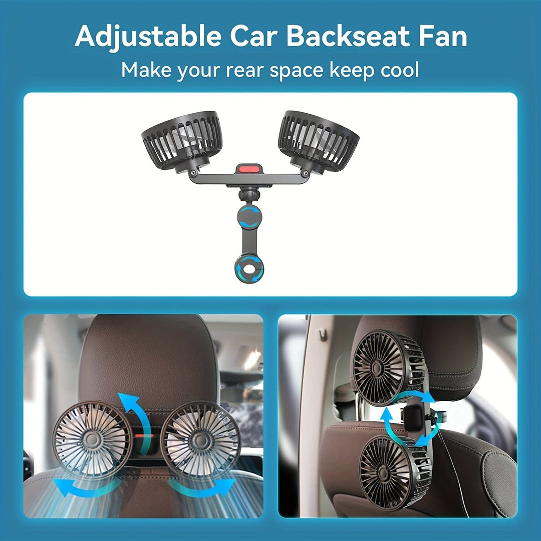 1pc Car Fan, Car Small Air Conditioner, Double-headed Rear Fan, Strong Wind, 360 Degrees Rotation, Large Air Volume, Subwoofer Operation, Base Fixed Clip Mounting Method, Suitable For Car Home | Stornfield